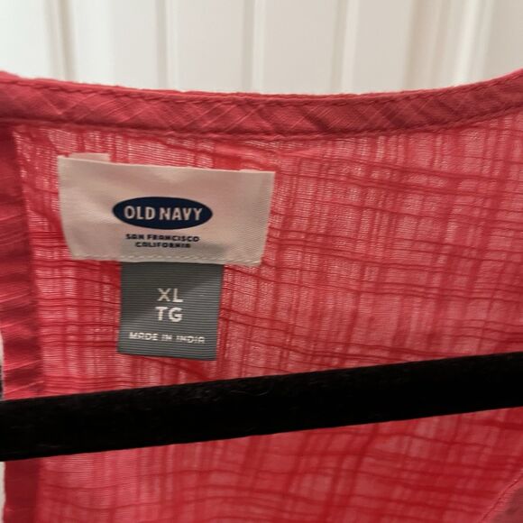 Old Navy Pink Cotton Flutter Wide Sleeve Keyhole Back Midi Dress Womens Size XL - Picture 11 of 12